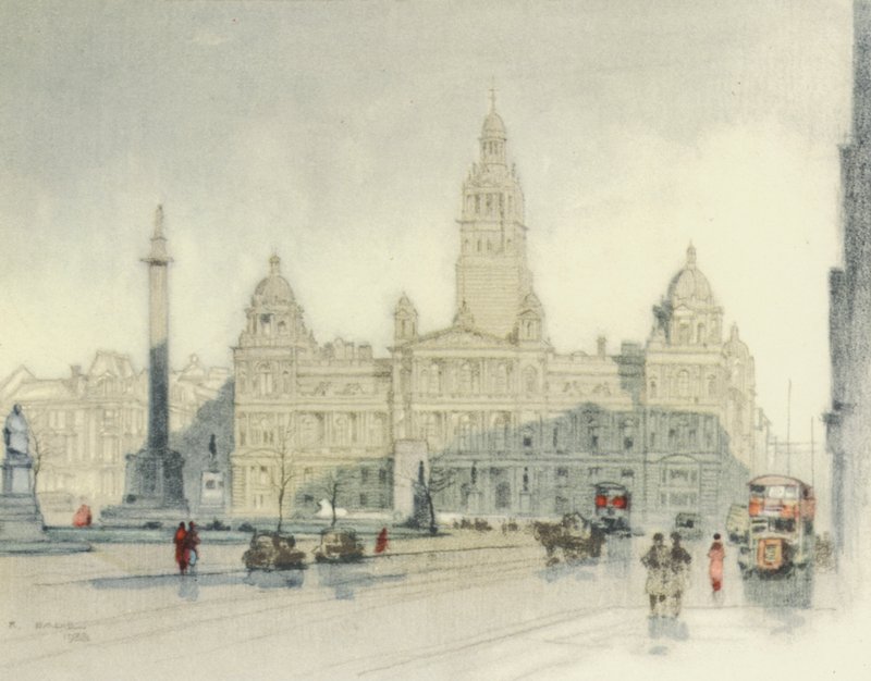 Glasgow: The City Chambers (kleurenlitho) door Robert Eadie