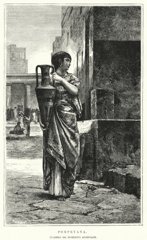 Vrouw van Pompeii (litho) door Roberto Bompiani