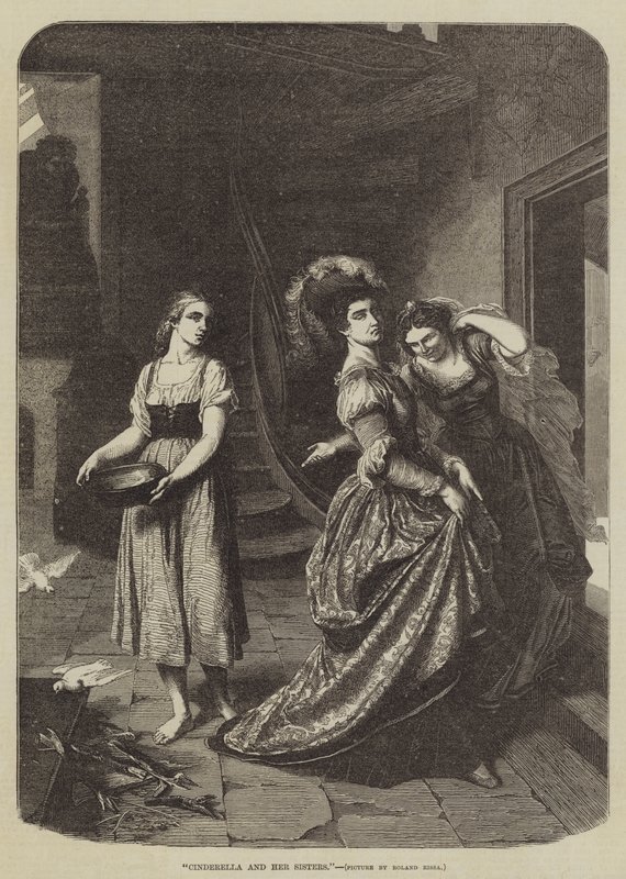 Assepoester en haar zussen (gravure) door Roger Payne