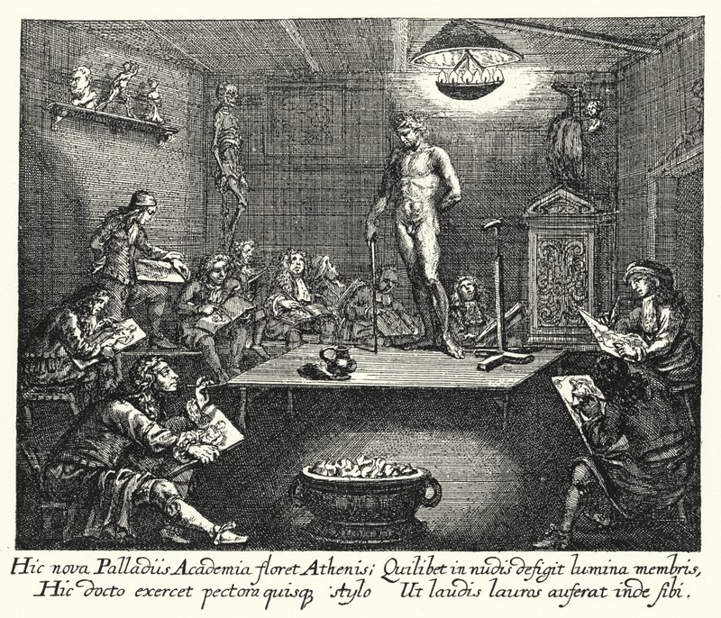 De Academie door Romeyn de (after) Hooghe