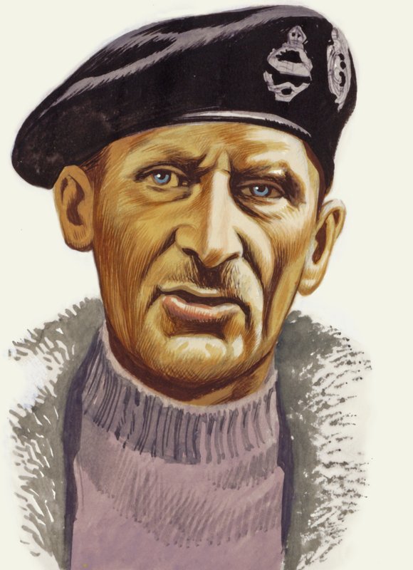 Generaal Montgomery (gouache op papier) door Ron Embleton
