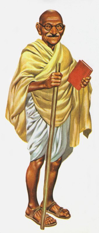 Mahatma Gandhi (kleurenlitho) door Ron Embleton