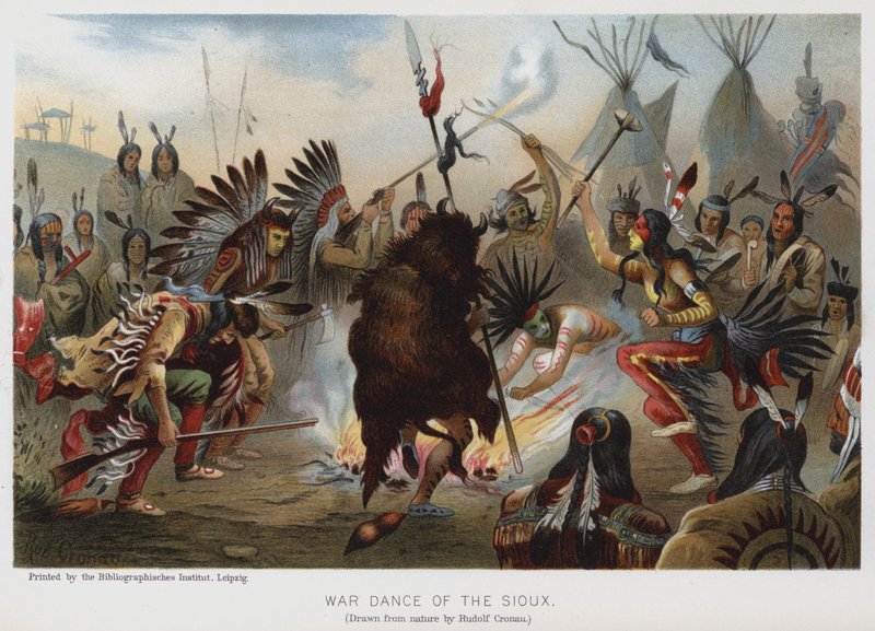 Oorlogsdans van de Sioux door Rudolf Cronau