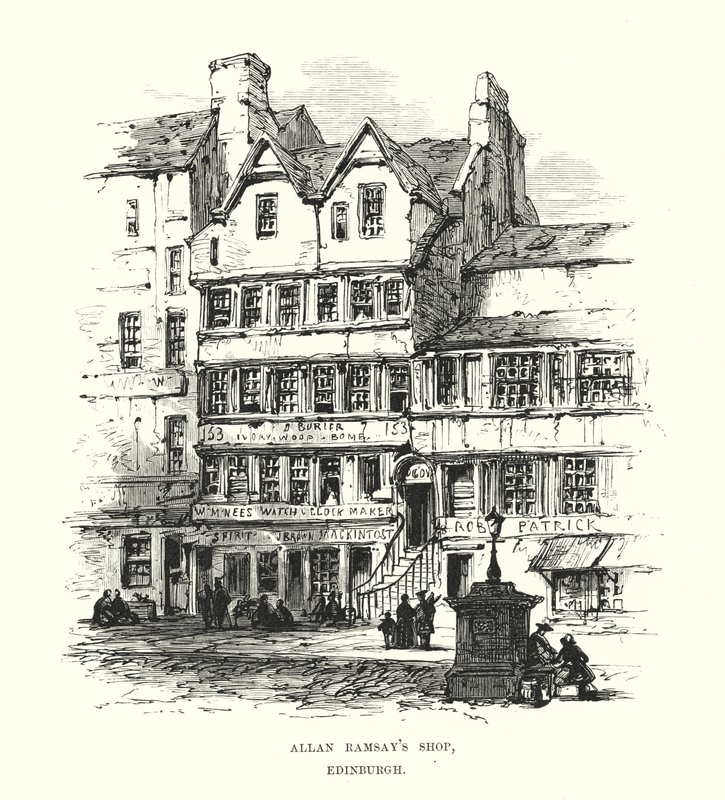 Allan Ramsays Winkel, Edinburgh door Samuel Read