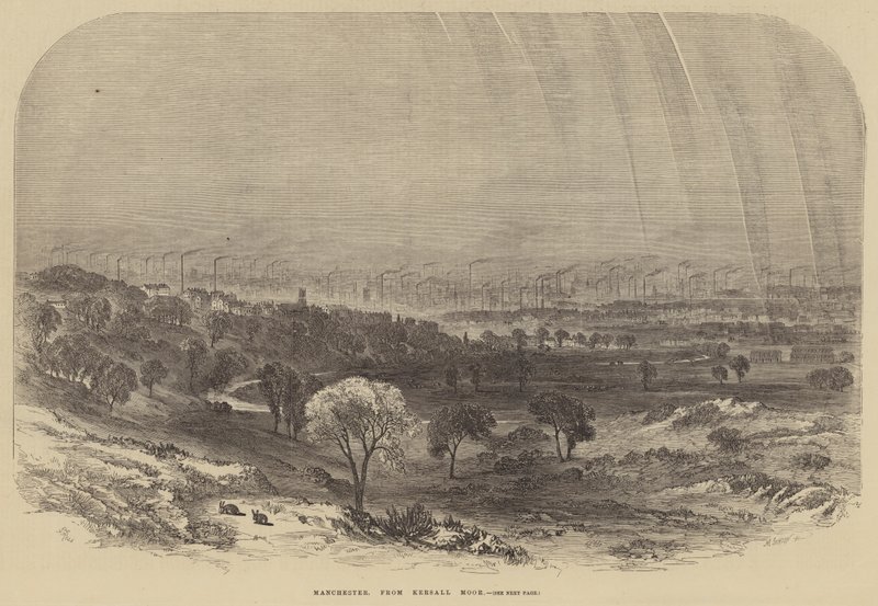 Manchester, vanaf Kersall Moor door Samuel Read