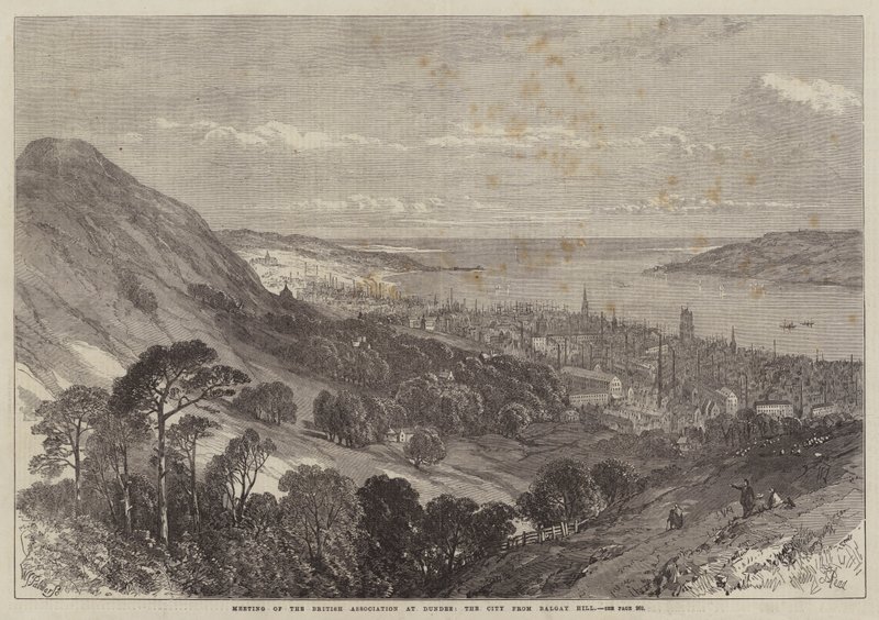 Bijeenkomst van de British Association in Dundee, de stad vanaf Balgay Hill door Samuel Read