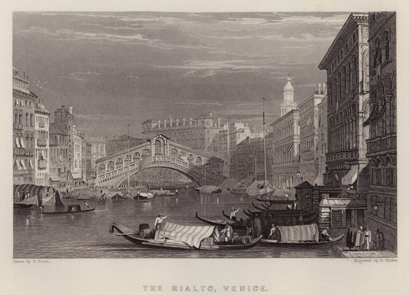 De Rialto, Venetië door Samuel (after) Prout