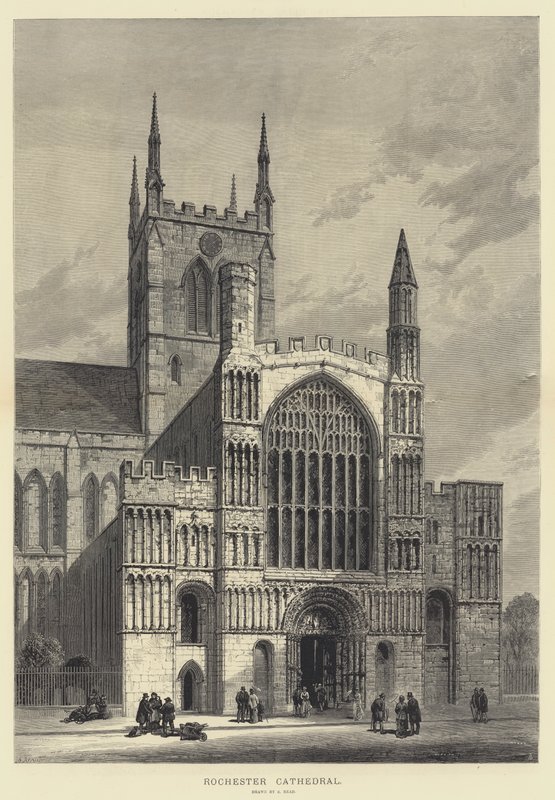 Kathedraal van Rochester (gravure) door Samuel Read