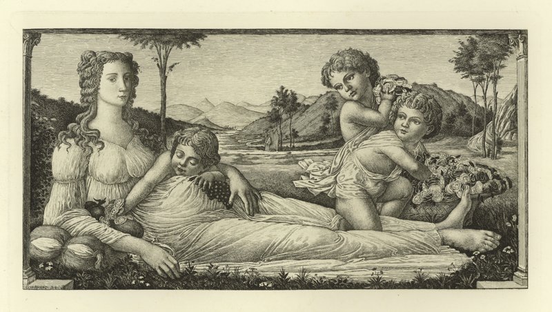 Venus liggend met Cupido door Sandro Botticelli