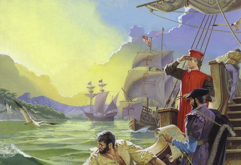 Amerigo Vespucci ziet Amerika door Severino Baraldi