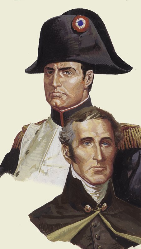 Napoleon en Wellington (gouache op papier) door Severino Baraldi