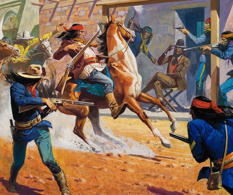 Ongeïdentificeerde scène met indianen door Severino Baraldi