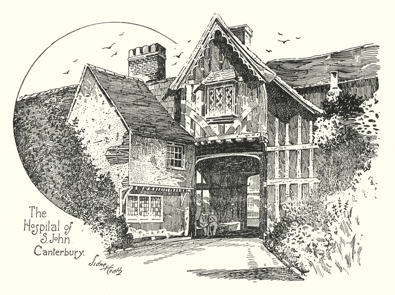 Het ziekenhuis van Sint Jan, Canterbury (gravure) door Sidney Heath