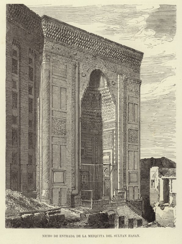 Ingang van de moskee van Sultan Hassan door Spanish School