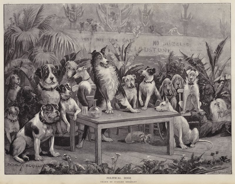 Politieke Honden (litho) door Stanley (after) Berkeley