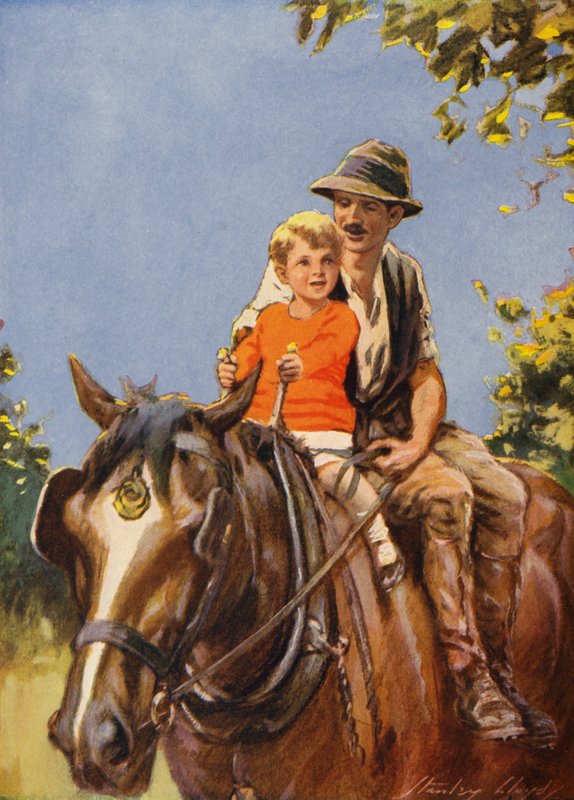 Een ritje op Dobbin (kleurenlitho) door Stanley Lloyd