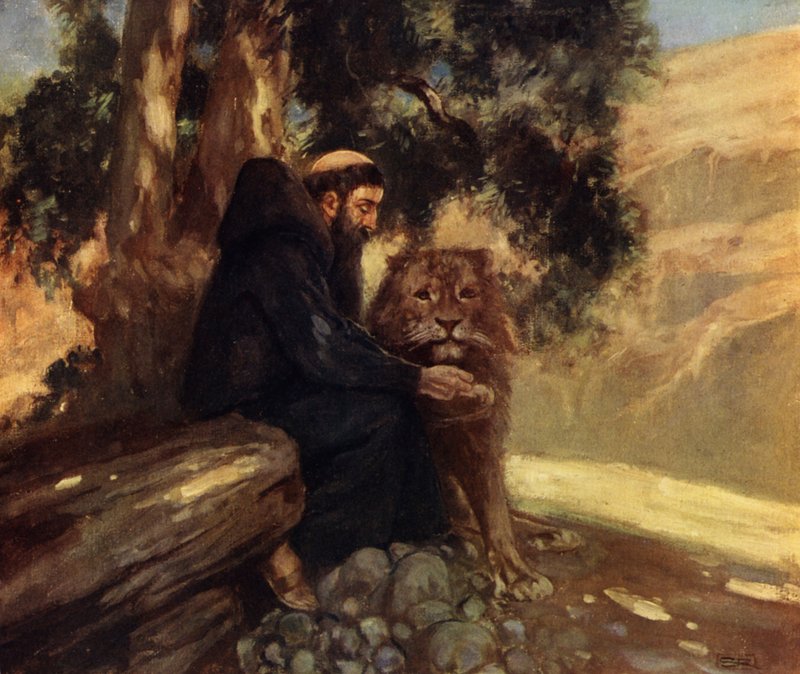 Sint Hiëronymus en de leeuw door Stephen Reid