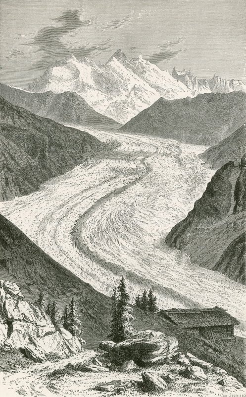 De Gorner-gletsjer en Monte Rosa door Swiss School