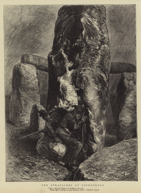 De achterblijvers bij Stonehenge door Sydney Prior Hall