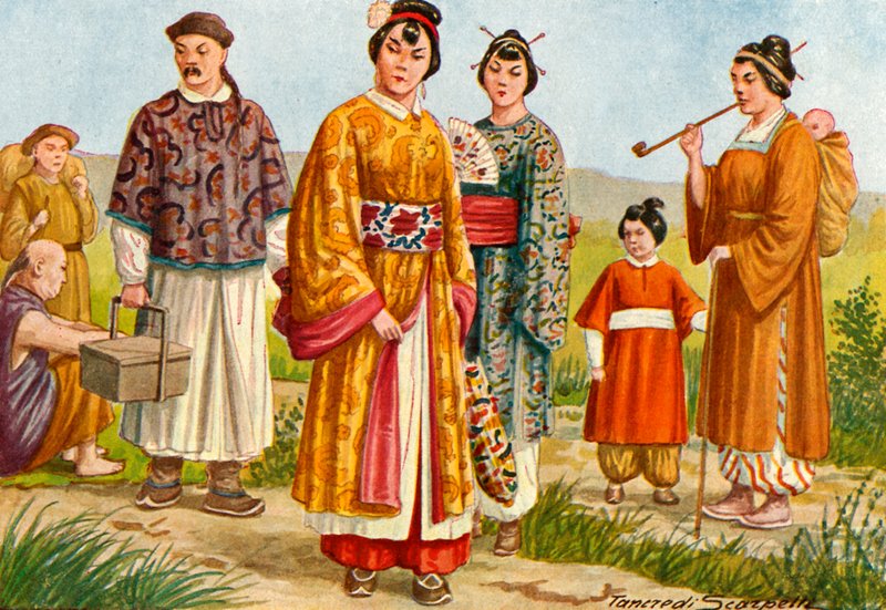 Chinese kostuums - Boeren en stadsbewoners door Tancredi Scarpelli