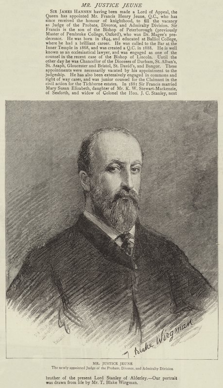 Mr Justice Jeune door Theodore Blake Wirgman