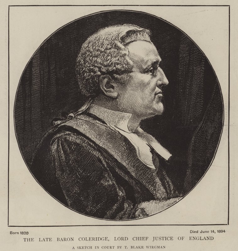 De overleden Baron Coleridge, Lord Chief Justice van Engeland door Theodore Blake Wirgman