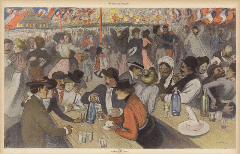 Bastille Dag vieringen door Theophile Alexandre (after) Steinlen