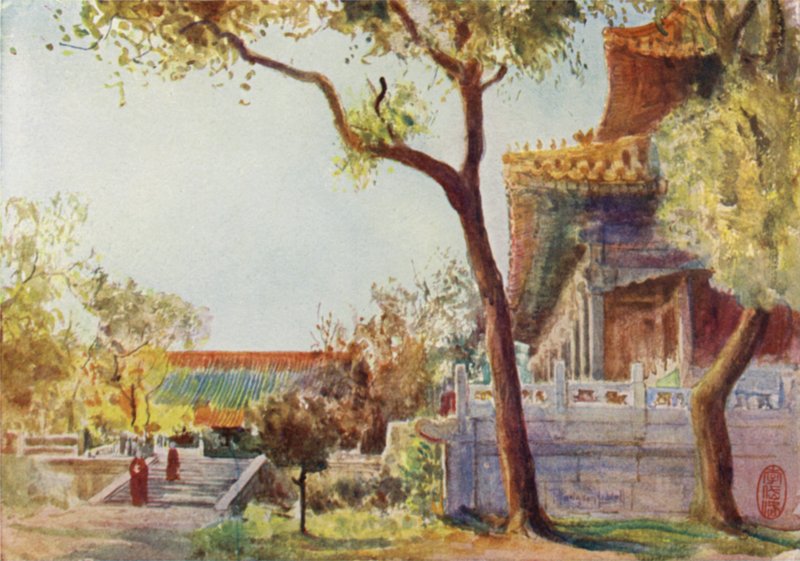 De gele tempel, nabij Peking door Thomas Hodgson Liddell