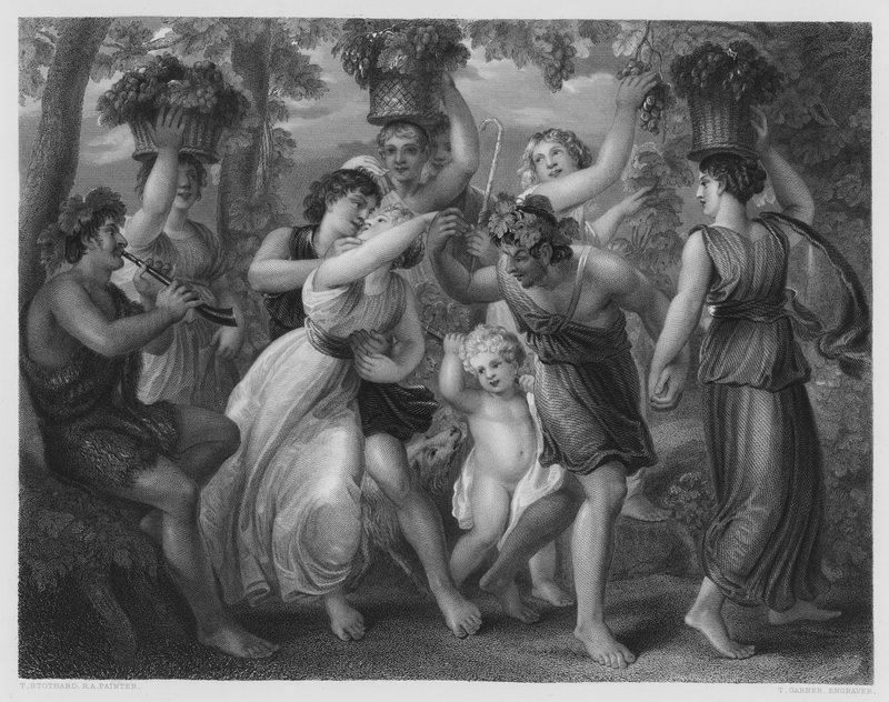 De wijnoogst, van het schilderij in de Vernon Gallery door Thomas Stothard