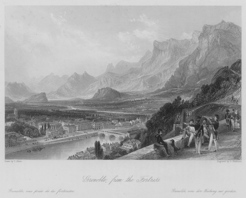 Grenoble, vanuit het Fort (gravure) door Thomas (after) Allom