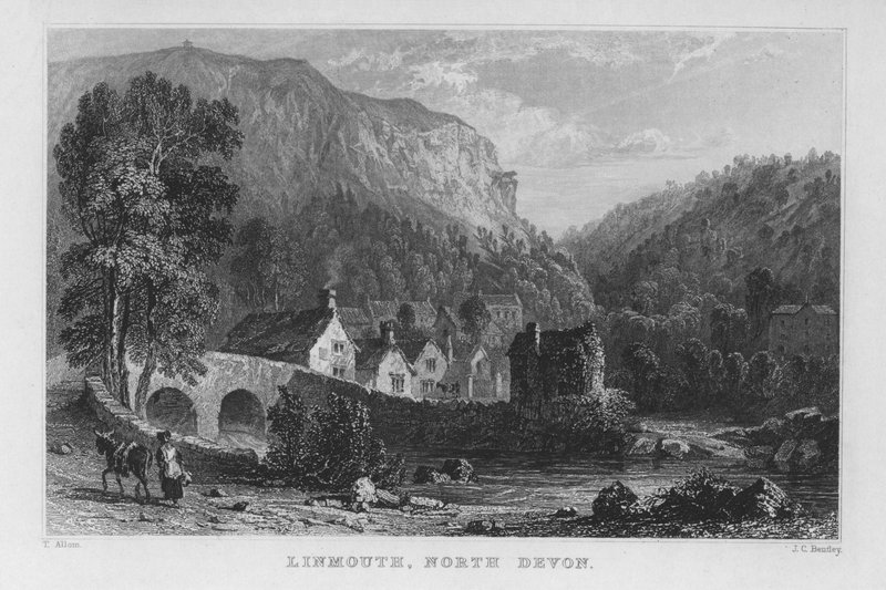 Linmouth, Noord-Devon (gravure) door Thomas (after) Allom