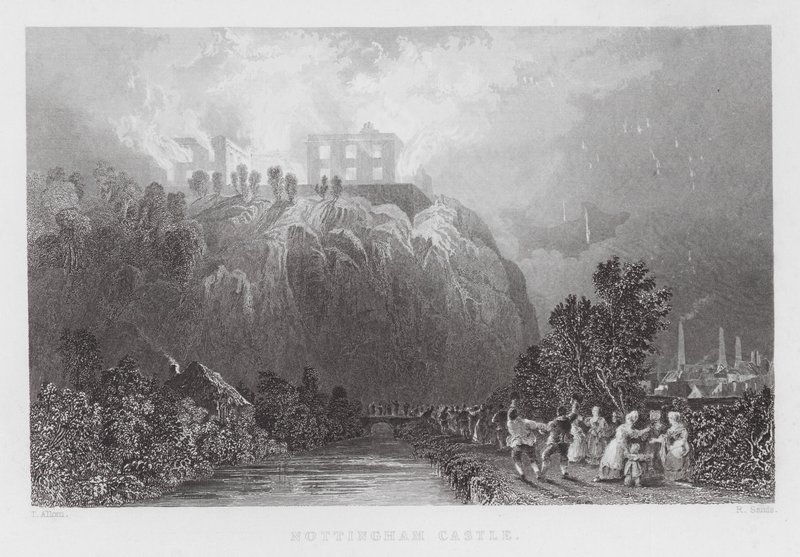 Nottingham Kasteel (gravure) door Thomas (after) Allom