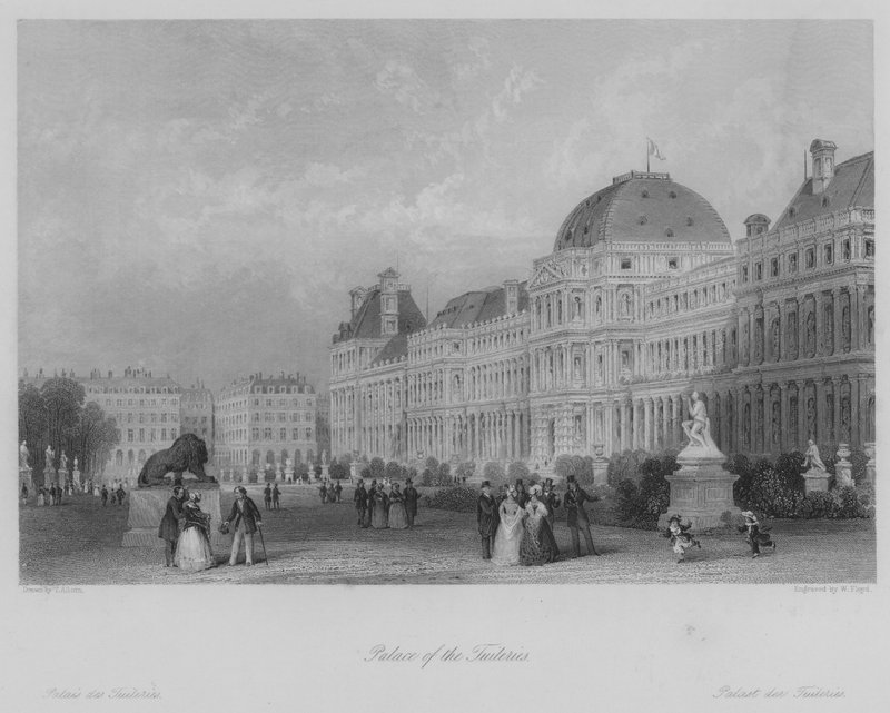 Paleis van de Tuilerieën (gravure) door Thomas (after) Allom
