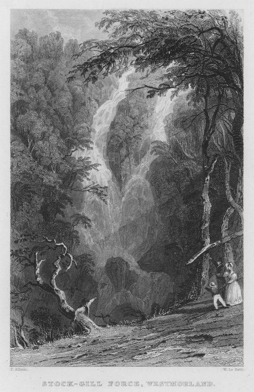 Stock-Gill Force, Westmorland door Thomas (after) Allom