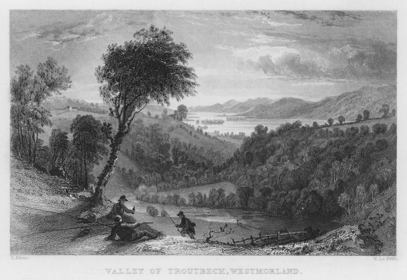 Vallei van Troutbeck, Westmorland door Thomas (after) Allom