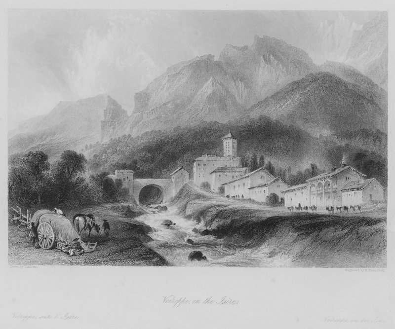 Voiron, aan de Isère (gravure) door Thomas (after) Allom