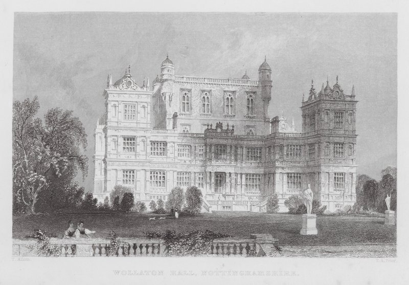 Wollaton Hall, Nottinghamshire (gravure) door Thomas (after) Allom