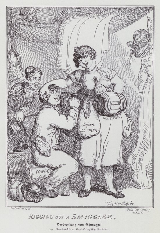 Een smokkelaar uitrusten door Thomas (after) Rowlandson