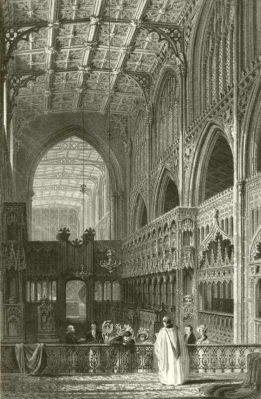 Interieur van de Collegiale Kerk, Manchester door Thomas Allom