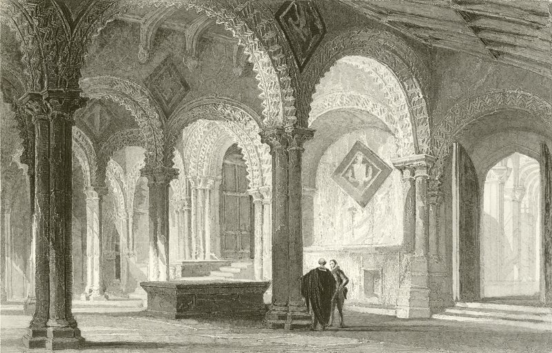 De Galilea, Westkant van de Durham Kathedraal door Thomas Allom
