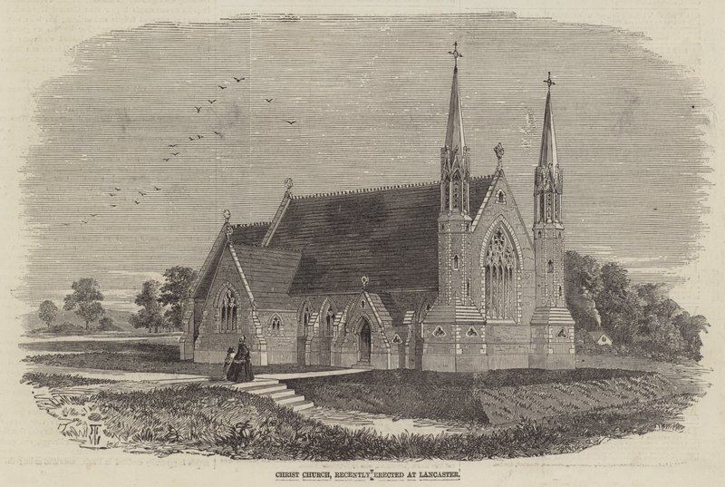 Christ Church, onlangs opgericht in Lancaster door Thomas Harrington Wilson