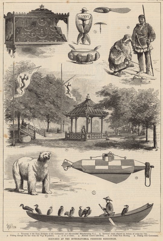 Schetsen op de Internationale Visserijtentoonstelling door Thomas Harrington Wilson
