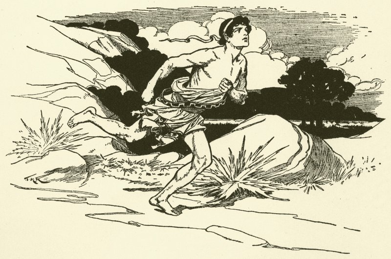 Het nieuws uit Marathon (gravure) door Thomas Heath Robinson
