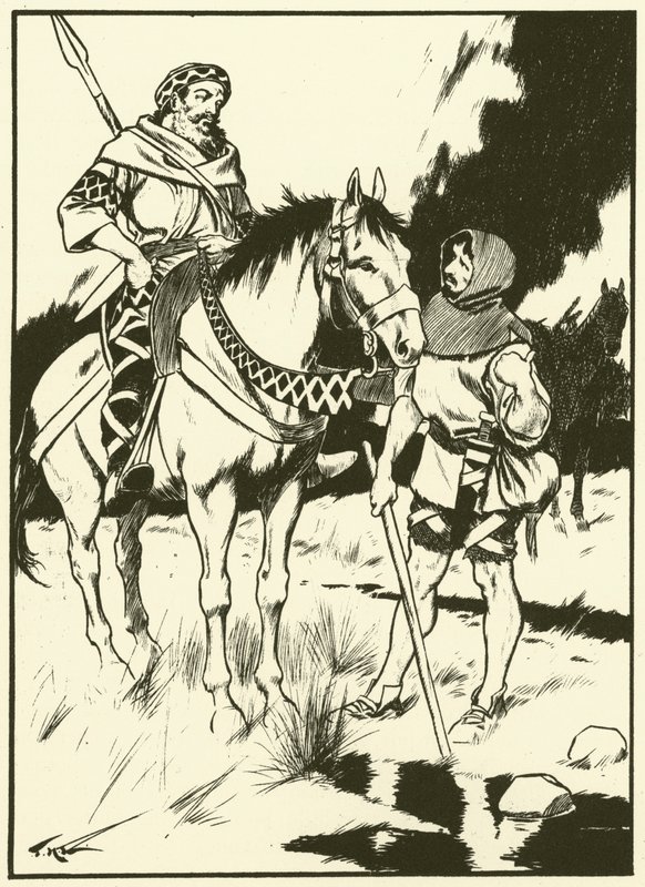 Karel de Grote en de Houtskoolbrander (gravure) door Thomas Heath Robinson