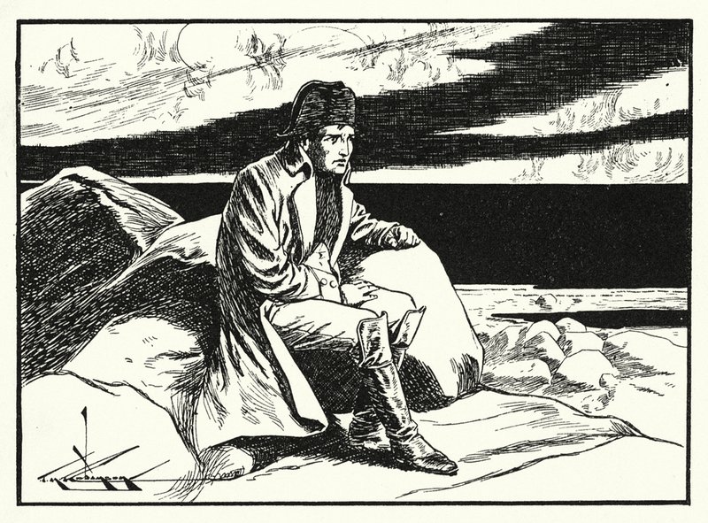 Napoleon op Sint-Helena (litho) door Thomas Heath Robinson