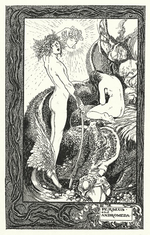 Perseus en Andromeda (litho) door Thomas Heath Robinson