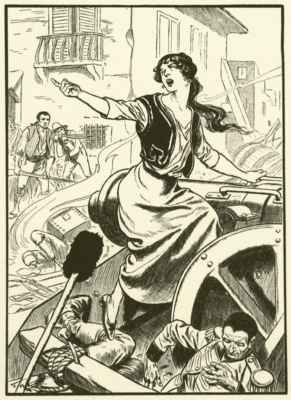 De maagd van Zaragoza (gravure) door Thomas Heath Robinson