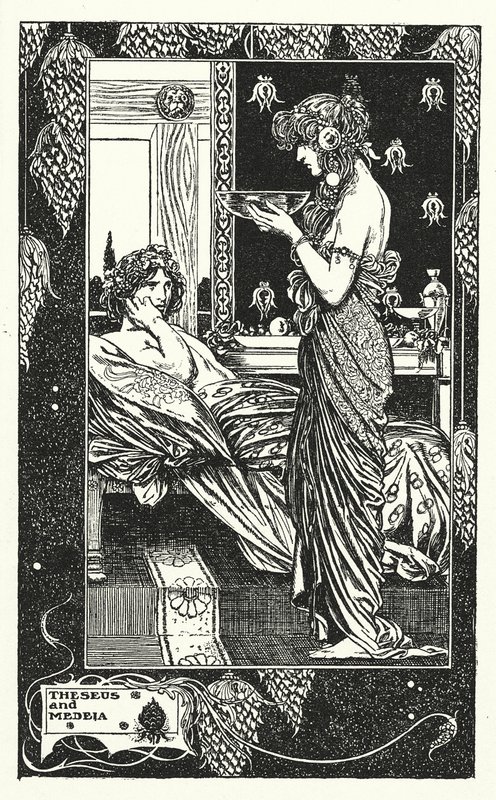 Theseus en Medeia (litho) door Thomas Heath Robinson