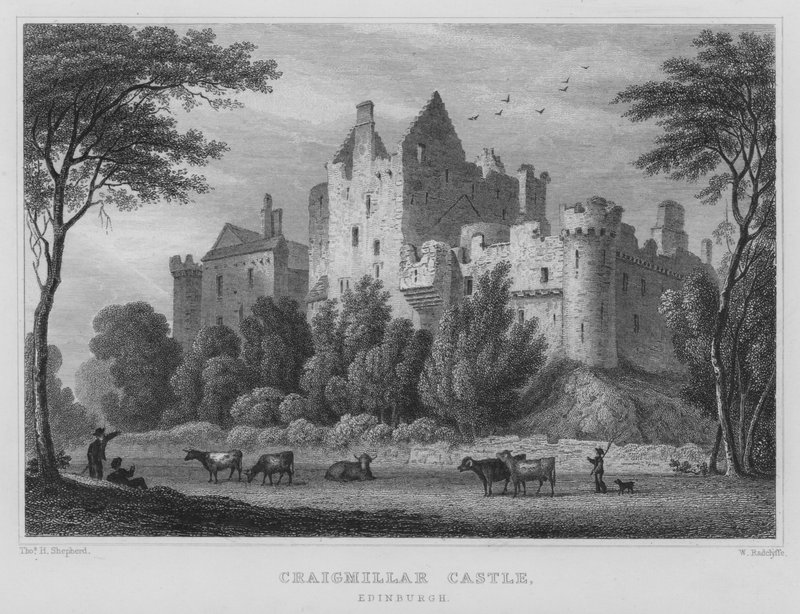 Craigmillar Castle, Edinburgh (gravure) door Thomas Hosmer Shepherd