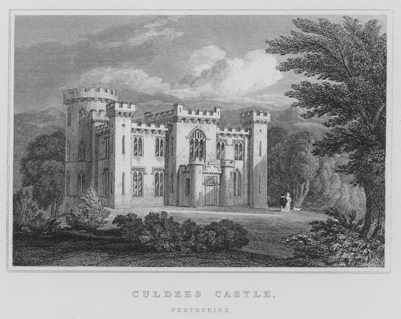 Culdees Castle, Perthshire (gravure) door Thomas Hosmer Shepherd